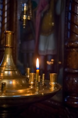 Fototapeta na wymiar Candles in the church, Orthodox church