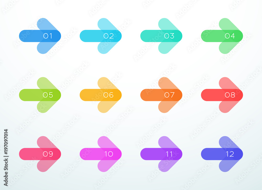 Poster vector abstract arrow bullet point numbers 1 to 12