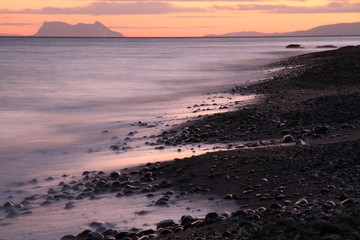 Obraz premium Gibraltar Rock At Sunset, Uk, View From Spain, Estepona, Sea 