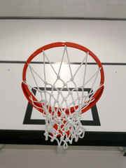 Basketball basket seen from below