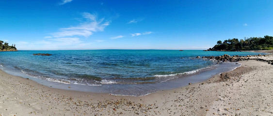 Panoramic view of beautiful beach in Cefalu, Sicily
