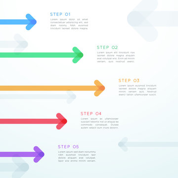 Abstract Vector Arrow 5 Step Vertical Infographic