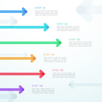 Abstract Vector Arrow 6 Step Vertical Infographic