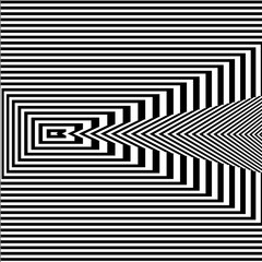 Abstract black and white background. Geometric pattern with visual distortion effect. Illusion . Op art.
