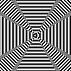 Abstract black and white background. Geometric pattern with visual distortion effect. Illusion . Op art.