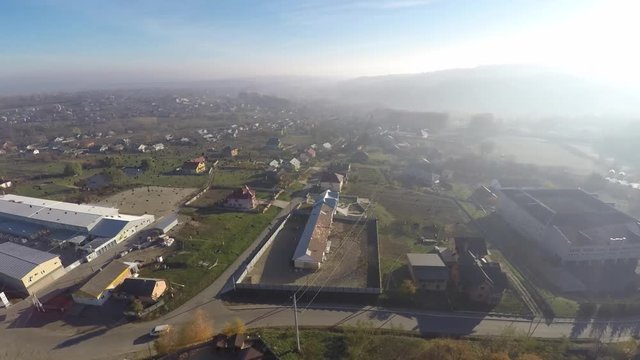Aerial view of the Ukraine small town. drone view.