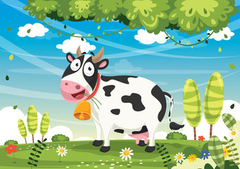 Vector Illustration Of Cartoon Cow © yusufdemirci