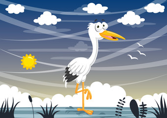 Vector Illustration Of Cartoon Stork