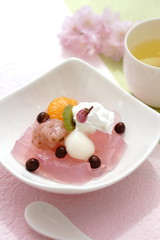 桜白玉あんみつ