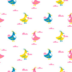 Funny birds seamless vector pattern.