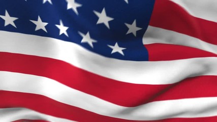 Seamless 3d animation of the American flag waving in the wind