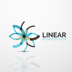 Outline minimal abstract geometric linear business icon made of line segments, elements