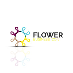 Abstract flower or star minimalistic linear icon, thin line geometric flat symbol for business icon design, abstract button or emblem