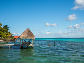 Bacalar, Mexico, South America: [Lake Bacalar, clear waters, lagoon with cenote, tourist destination, Caribbean sea, gulf]