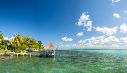 Bacalar, Mexico, South America: [Lake Bacalar, clear waters, lagoon with cenote, tourist...