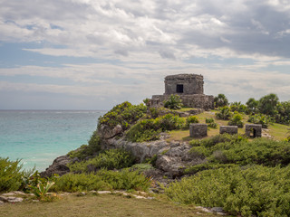 Fototapeta na wymiar Tulum, Mexico, South America: [Tulum ruins of ancient Mayan city, tourist destination, Caribbean sea, gulf, beach]