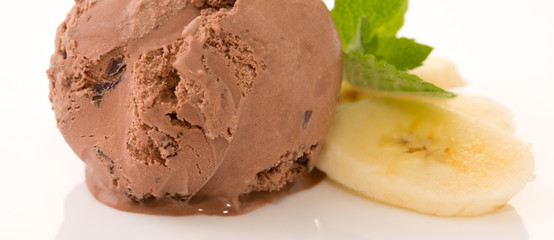 Chocolate Ice cream and banana.
