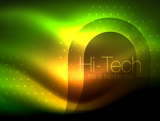 Glittering neon glowin wave, techno modern art abstract background, magical shiny template