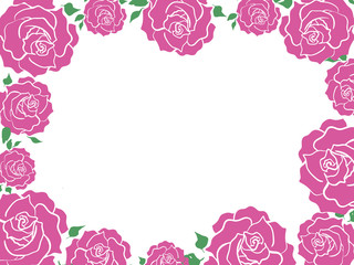Purple Roses frame. Silhouette graphic flowers