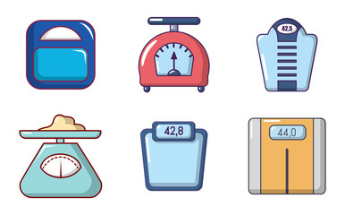 Scales icon set, cartoon style
