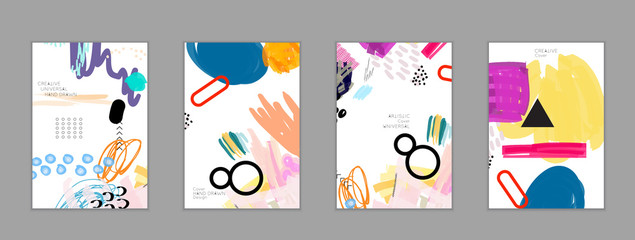 Abstract collage made with scribbles  markercanyon strokesblack geometric shapes