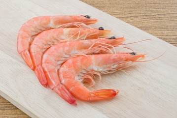 Cooked Prawns or Tiger Shrimps on A Cutting Board