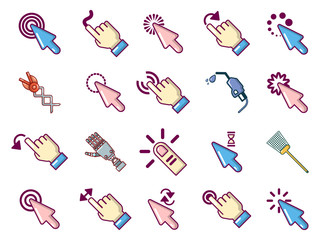 Cursor icon set, cartoon style