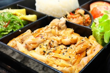 Delicious Japanese Bento Box with Teriyaki Chicken