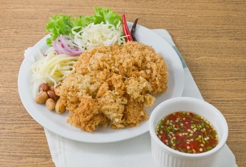 Crispy Catfish Salad with Green Mango and Vegetable