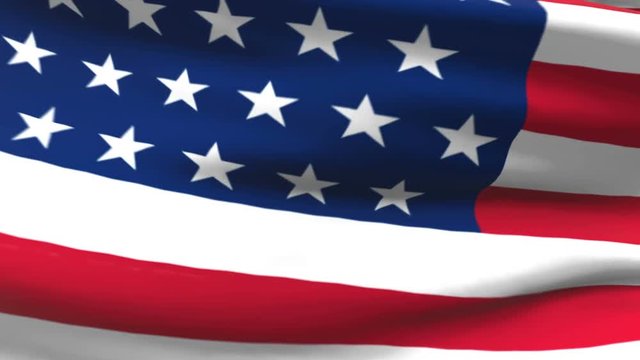 Seamless 3d animation of the American flag waving in the wind
