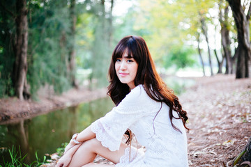 Beauty Girl In White Wedding Dress