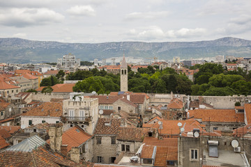 Fototapeta premium Historic Split rooftops panoramic view, Dalmatia, Croatia