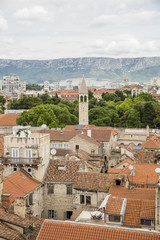 Fototapeta na wymiar Historic Split rooftops panoramic view, Dalmatia, Croatia