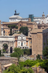 Fototapeta premium Panoramic view of Roman Forum in city of Rome, Italy