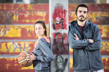 Two basketball players