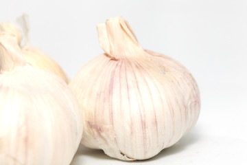 close up of garlic on white background