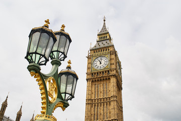 Fototapeta na wymiar Big Ben and Lamppost, London, England