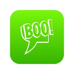 BOO, comic text speech bubble icon digital green