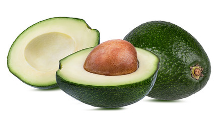 Fresh avocado isolated on white background with clipping path