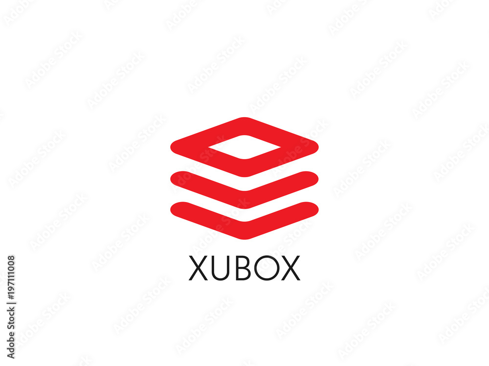 Poster abstract stack box for corporate business or data database technology logo icon. symbol template vec