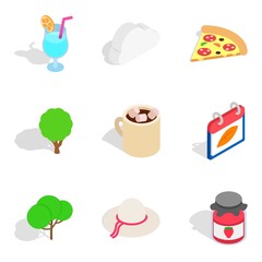 Vegen meal icons set, isometric style
