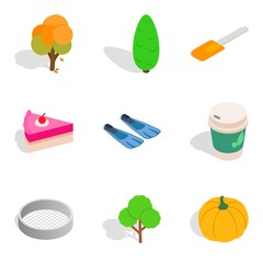 Strict vegetarian icons set, isometric style