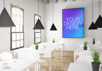 Poster Mockup in 3D Restaurant Rendering