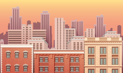 City urban landscape seamless vector illustration.
