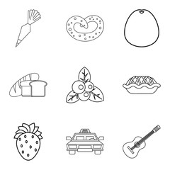 Useful nutrition icons set, outline style