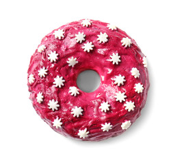 Delicious donut on white background