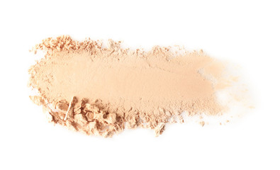 Crushed eye shadow on white background. Professional makeup products