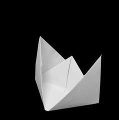 Boat origami, white folding paper in boat shape