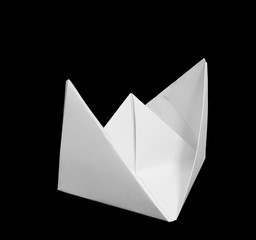 Boat origami, white folding paper in boat shape