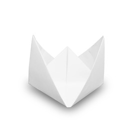 Boat origami, white folding paper in boat shape